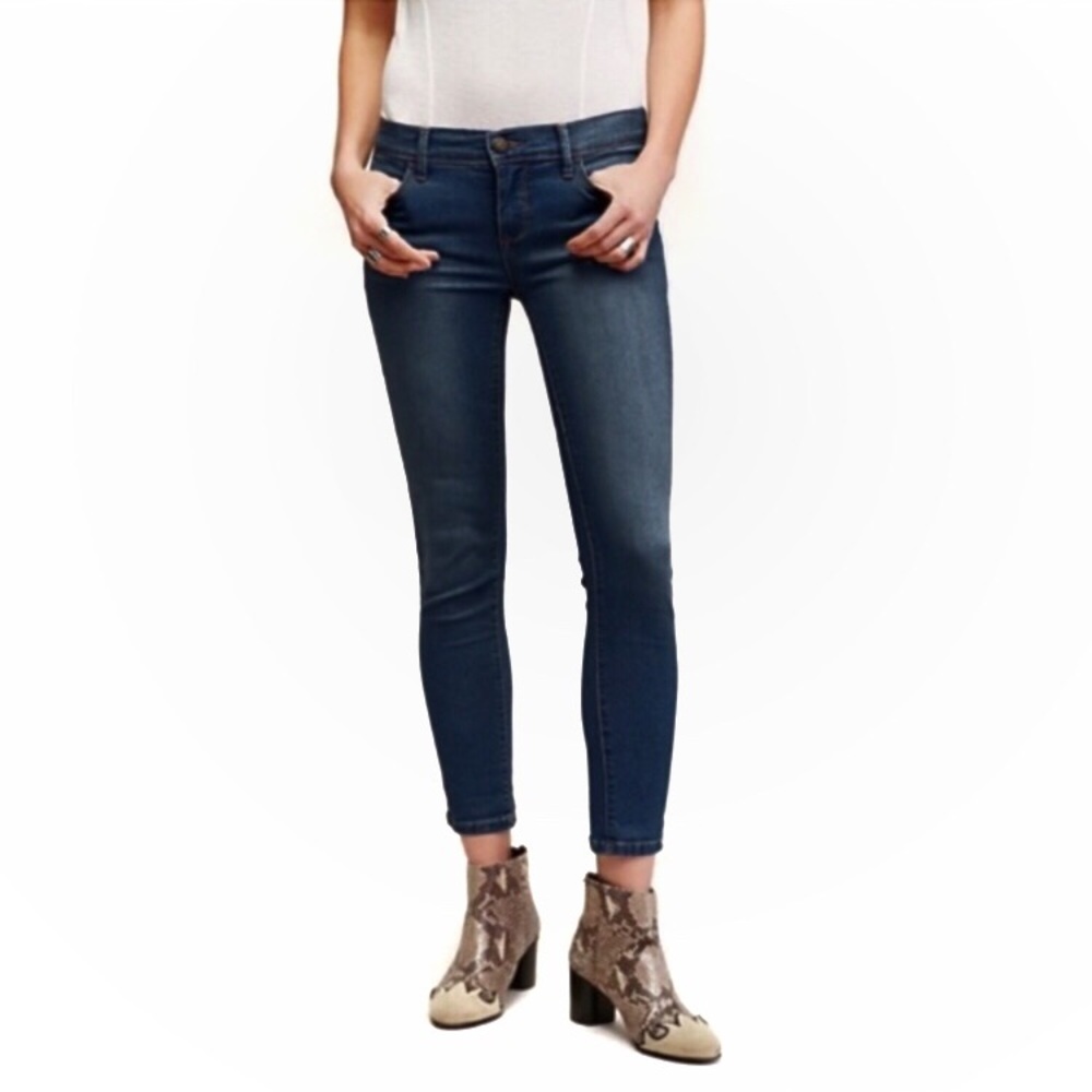 Free People Boho Super Sleek Dark Wash Skinny Denim Jeans